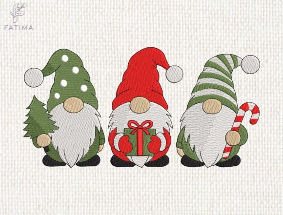 Christmas Gnomes Trio Embroidery Design Review for Craft Fairs