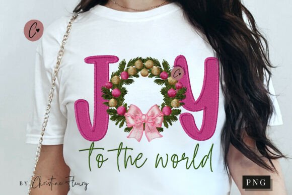 Faux Embroidery Joy the the World PNG Review for Boutique Sweatshirts