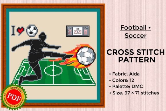 Football Cross Stitch Pattern for Embroidered Sweatshirts
