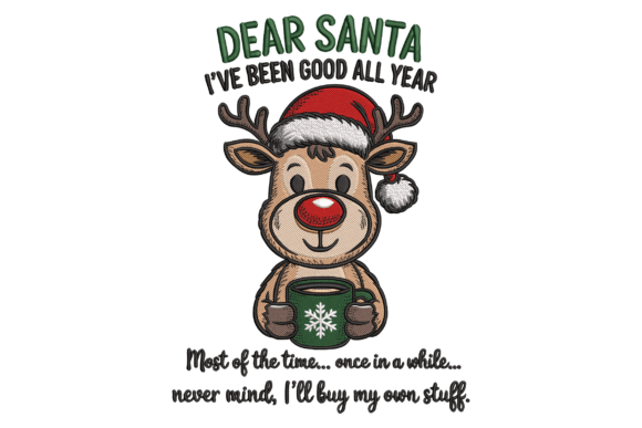 Funny Christmas Reindeer: A Playful Embroidery Design for Gift Makers