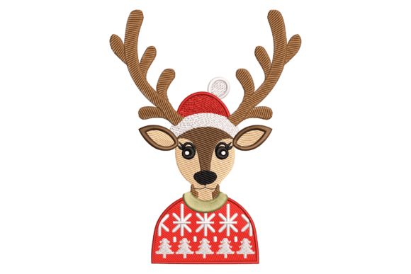 Reindeer Sweater: A Festive Embroidery Design for Holiday Products