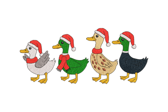 Santa Hat Ducks for Sweatshirt Embroidery: A Designer's Take