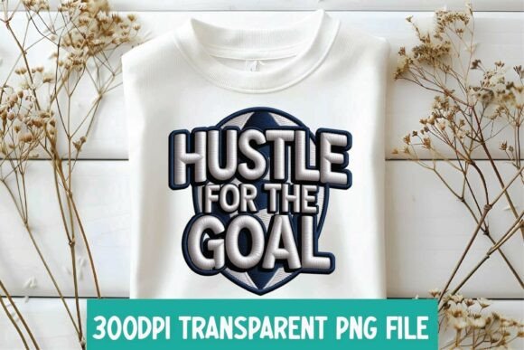Soccer Hustle Quote Faux Embroidery PNG: A Craft Fair Showstopper