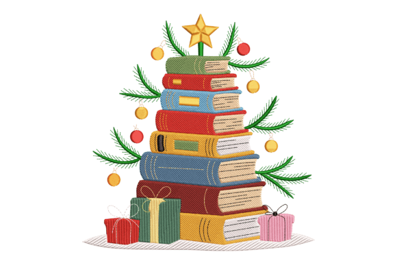 Stacked Books Christmas Embroidery Design Review