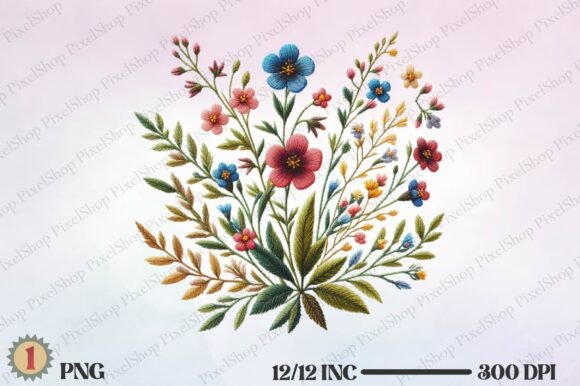 Watercolor Embroidery Wildflowers PNG Review for Real Projects
