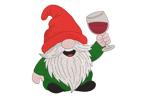 Wine Lover Gnome – A Charming Embroidery Design for Personalized Gifts